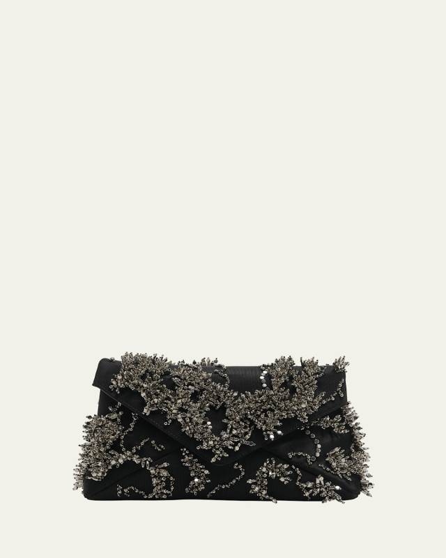 Beaded Envelope Flap Clutch Bag